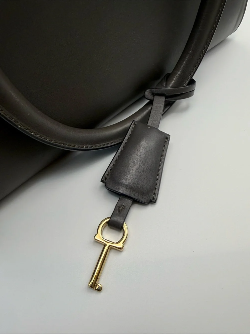 Salvatore Ferragamo Juliet Grey Leather Red Interior with Gold Hardware